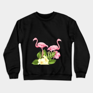 Tropical flower and flamingos Crewneck Sweatshirt